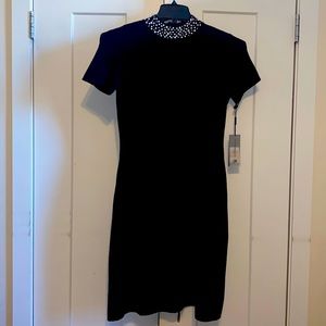 Karl Lagerfeld Paris embellished mock neck sweater dress